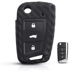 Vw Kulcsház Szilikon tok Karbon mintás 3 gombos