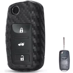 Volkswagen Kulcsház Szilikon tok Karbon mintás 3 gombos