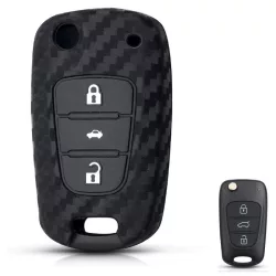 Kia Kulcsház Szilikon tok Karbon mintás 3 gombos