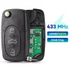 Audi A3 A4 A6 A8 TT 1998-2003 Bicskakulcs + elektronika 433Mhz ID48 3gomb 4D0837231N