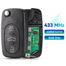 Audi A3 A4 A6 A8 TT 1998-2003 Bicskakulcs + elektronika 433Mhz ID48 3gomb 4D0837231N