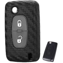   Peugeot 207 307 308 Citroen C3 C4 C6 C8 Bicskakulcs Szilikon tok Karbon mintás 2 gombos