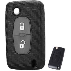 Peugeot 207 307 308 Citroen C3 C4 C6 C8 Bicskakulcs Szilikon tok Karbon mintás 2 gombos