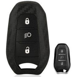 Peugeot 208 308 508 3008 5008 Bicskakulcs Szilikon tok Karbon mintás 3 gombos