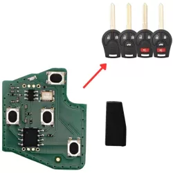 Nissan Kulcsház elektronika ASK 433Mhz ID46 PCF7936A 4 gombos