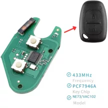 Renault 2 gombos távirányító panel 433 MHz PCF7946A