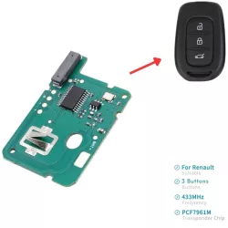 Renault Dacia 3 gombos távirányító panel 433 MHz PCF7961M