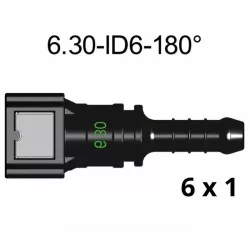 SAE 6.30 mm 180° egyenes üzemanyagcső gyorscsatlakozó 6.0 mm gumi csőhöz