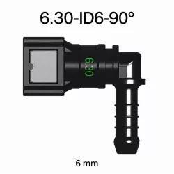 SAE 6.30 mm 90° könyök üzemanyagcső gyorscsatlakozó 6.0 mm gumi csőhöz