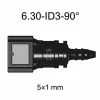 SAE 6.30 mm 90° erősített könyök üzemanyagcső gyorscsatlakozó 5x1 mm PA csőhöz