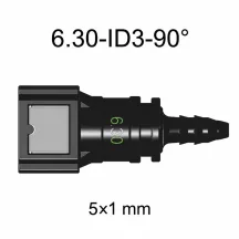   SAE 6.30 mm 90° erősített könyök üzemanyagcső gyorscsatlakozó 5x1 mm PA csőhöz