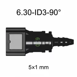 SAE 6.30 mm 90° erősített könyök üzemanyagcső gyorscsatlakozó 5x1 mm PA csőhöz