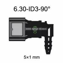   SAE 6.30 mm 90° erősített könyök üzemanyagcső gyorscsatlakozó 5x1 mm PA csőhöz