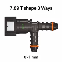   SAE 7.89 mm 3-utas T-elosztó gyorscsatlakozó 8x1 mm PA csőhöz