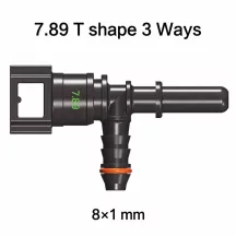   SAE 7.89 mm vegyes 3-utas T-elosztó gyorscsatlakozó 8x1 mm PA csőhöz